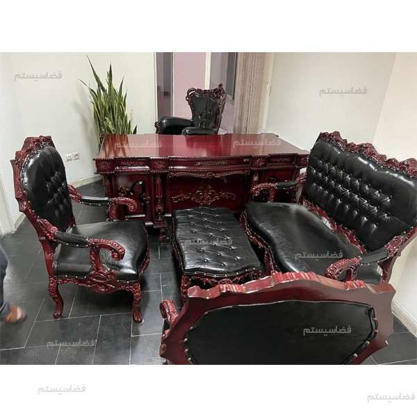 ست میز مدیریت شاهنشاهی کد 170 با نیم ست کلاسیک
