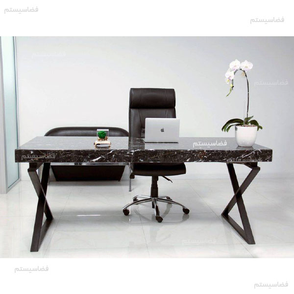 میز مدیریت پایه فلزی طرح سنگ کد 1100