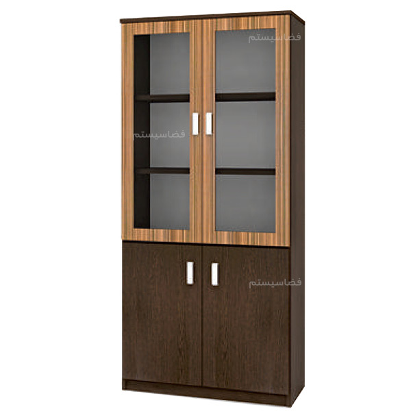 کمد اداری چهار درب شیشه و چوب کد 567